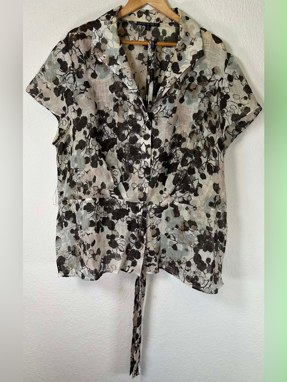 Lafayette 24 Short Sleeve Floral Tie Top
